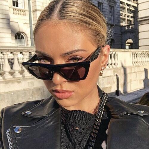 2018 New Vintage Cat Eye clear Sunglasses Women Brand Designer retro Blue red flat top Gradient ladies square sun glasses UV400