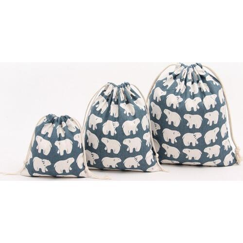 3pcs Eco Friendly Bag Travel bag cotton linen fabric dust cloth bag Clothes socks/underwear shoes kids toy storage bag