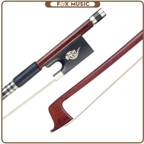 4/4 Size Violin Bow Brazilwood Bow Violin/ Fiddle Bow Round Stick White Mongolia Horsehair Ebony Frog Well Balanced Bow
