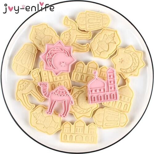 6pcs Ramadan Decoration Cookie Cutters EID Mubarak Camel Moon Star Biscuit Mold Ramadan Kareem Islamic Party Baking Eid Al Adha