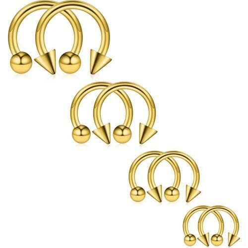 JFORYOU 8PCS 12G Surgical Steel Nose Septum Horseshoe Hoop Earring Eyebrow Tragus Lip Piercing Balls & Spikes 10-16mm