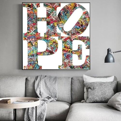 Abstract Letter Hope Street Graffiti Art Canvas Painting Posters and Prints Cuadros Wall Art Pictures for Living Room Home Decor