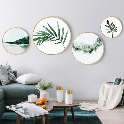 Abstract Nordic Modern Green Plant Leaf Wall Art Pictures Posters Prints For Living Room Home Office Canvas Painting Decoration