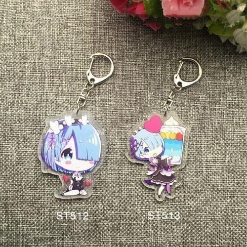 1pc Anime Keychain Re:Zero Kara Rem Ram Acrylic keychain Keyrings Llavero
