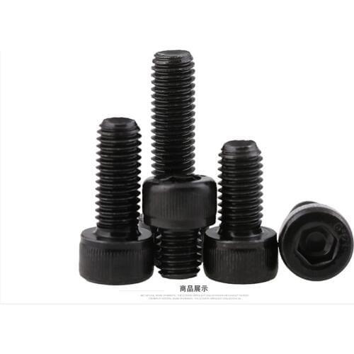 Free shipping DIN912 12.9Degree M3*30-100mm Cable Steel Fully Threaded Black Hex Socket Cap Head Screw Bolt Fastener Set
