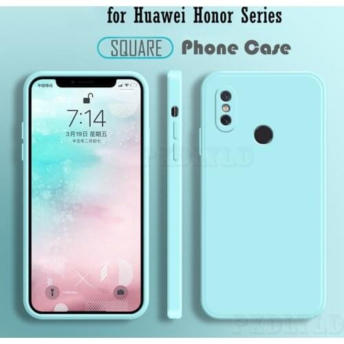 Classic Square Frame Soft Liquid Silicone Phone Case For Huawei Honor 8X 9X Play 9 10 20 Lite 10i 20s 20e 30s 30i 30 Pro V10 V20