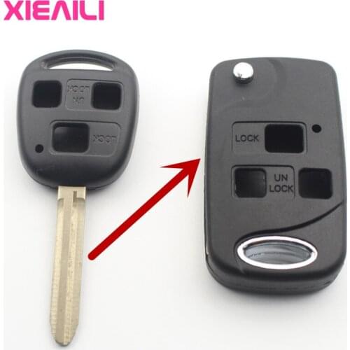 XIEAILI 10Pcs 3Button Modified Flip Folding Remote Key Case Shell For Toyota Camry/Reiz/Prado/Yaris/Avensis Key Fob Case S32