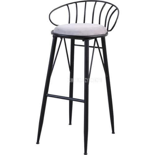 Creatove Modern Decorative Iron Art Bar Chair Metal Padded Leisure Coffee Counter Chair 4 Legs High Footstool Soft Seat Cushion