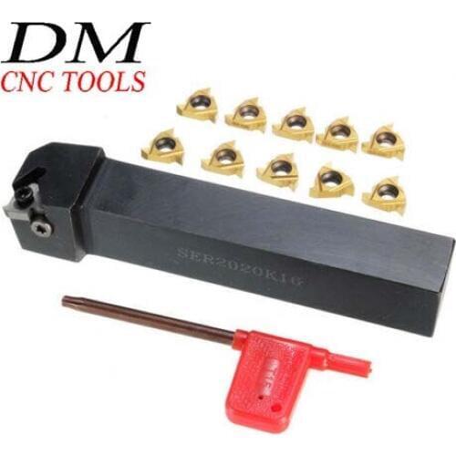 SER2020K16 20x125mm Lathe Turning Tool Holder Boring Bar With 10pcs 16ER Inserts