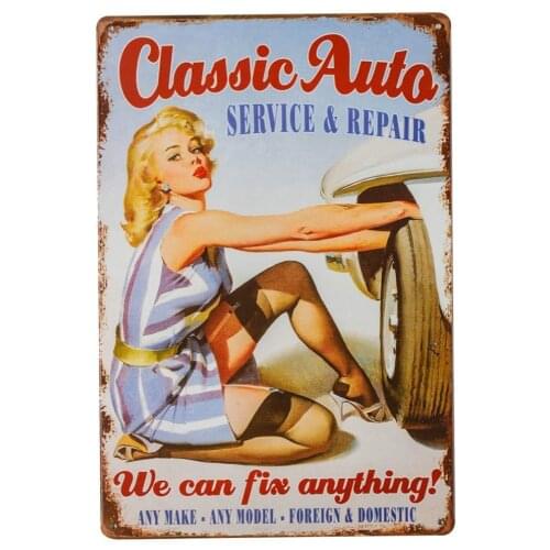 Dingleiever-Metal Tin Signs Classic Auto Garage Full Service Repair we can fix Anything Garage Wall Decor