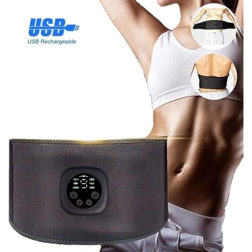 EMS Fitness Trainer Belt Intelligent Abdominal Body Slimming Belt Rechargeable LED Display Electrical Muscle Stimulator Unisex