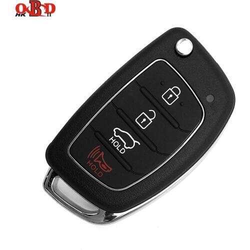 HKOBDII Flip UNCUT Folding Remote Key Shell 4 buttons / 3+Panic Buttons For Hyundai Santa FE,Key Case For Car