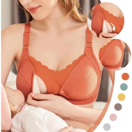 Cotton Breastfeeding Bra Maternity Nursing Bras Women Gathered Underwear Maternity Breast Feeding Bra With Front Buckle