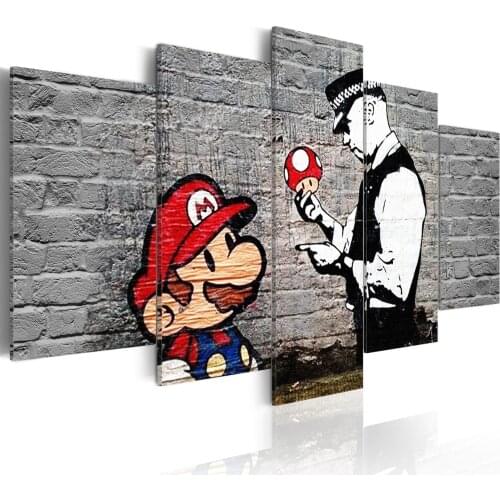 Picture-Super Mario Mushroom Cop (Banksy) - 200x100 cm
