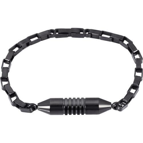 KLH531 Black Stainless Steel Mens Bullet Cremation Bracelet Memorial Cremation Jewelry-Memorial Jewlery for Passing Lover