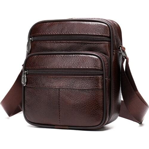 Luufan Mens Shoulder Bags Messenger Bag For Men Genuine Leather Crossbody Bag Male Business First Layer Cowhide Zipper Bags