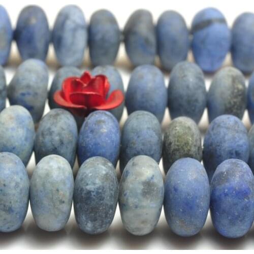 Natural Blue Dumortierite Matte Rondelle Beads Wholesale Loose Gemstones Semi Precious Stones For Jewelry Making Bracelet Diy