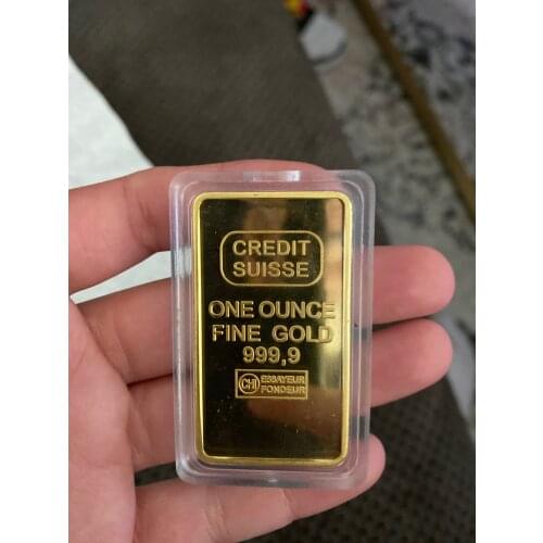 10 pcs Non magnetic Credit bullion bar swiss 1 OZ real gold plated ingot badge 50 mm x 28 mm coins with Different serial number