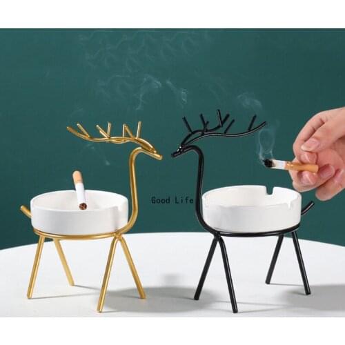 Fawn Elk Ceramic Ashtray Smoking Accessories Smoke Accesoires Trays Decorative Cute Ashtray Room Organizer Household Items