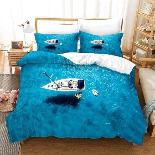Autumn And Winter Bedding Sailing Pattern Digital Printing Duvet Cover Single Bed Double Bed Two Or Three Piece Set