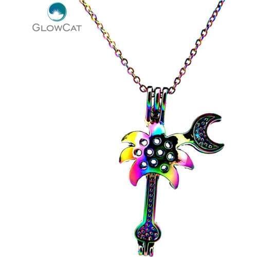 C450 COLORS Flower Guitar Beads Cage Pendant Stainless Chain Necklace Aroma Essential Oil Diffuser Locket Necklace
