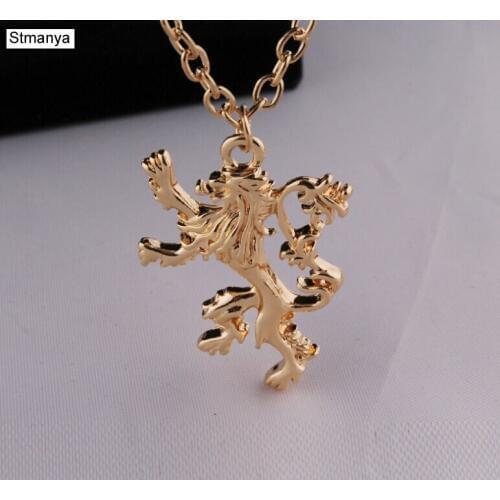 Power game lion Necklace - a song of ice and fire power game Lannister lion badge necklace for men & women #19015