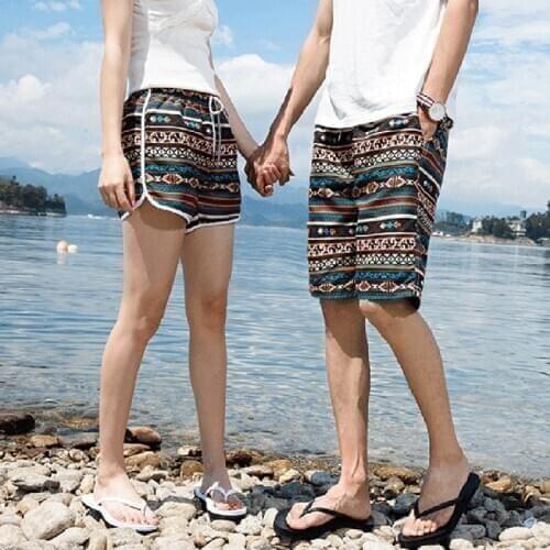 Beach Shorts Swim Trunks Floral Print Polyester Board Shorts Boho Couples Shorts Plus Size Men Shorts