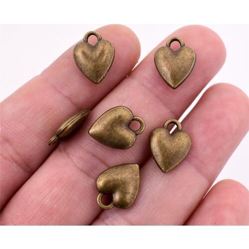 20pcs/lot 14x10x3mm Antique Bronze Plated Heart Charms Pendant DIY Handmade Jewelry Accessories