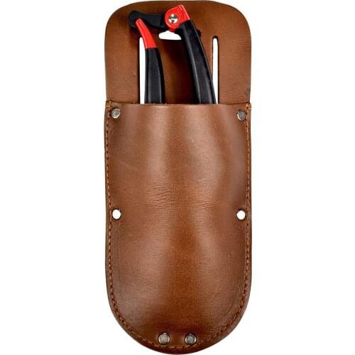 Electrician Durable Scissor Bag Home Supplies Gardening Pouch Practical Premium PU Leather Protective Case Cover Brown