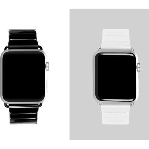 Ceramic Strap for Apple WatchBand 6 5 4 Bracelet Iwatch Series 3 2 1 44mm 42mm 40mm 38mm Stainless Steel Buckle Black white