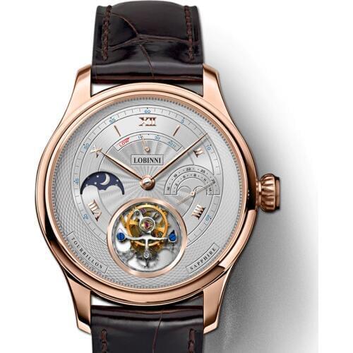 LOBINNI Luxury Brand Watches Men Switzerland Tourbillion Mechanical Men Watch Sapphire Waterproof clock Energy Display L8886-8