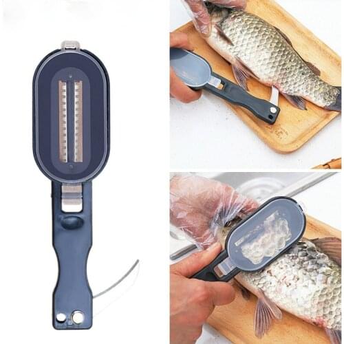 Fish Scales Graters Scraper Fish Cleaning Tool Scraping Scales Device with Cover Home Kitchen Cooking Fishing Tool KitchenGadget