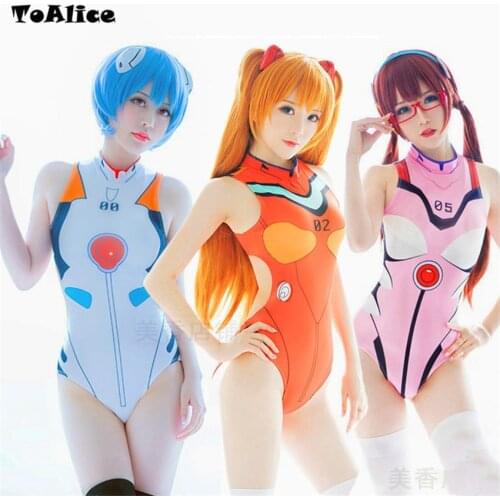 Sexy Anime Evangelion EVA Swimwear Backless Swimsuit One Piece Cosplay Costumes SUKUMIZU Asuka Ayanami Mari Swimsuit
