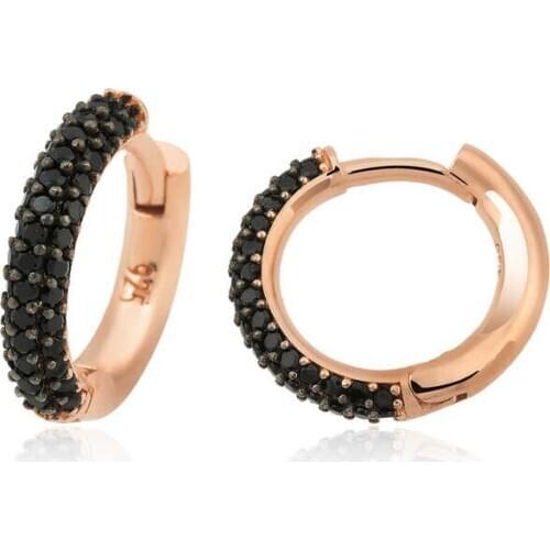 Silver Black Ring Earrings