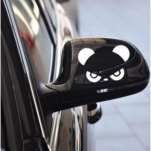 2pcs Reflective Stickers Hi Panda Rearview Mirror Car Body Styling Sticker Removable Waterproof