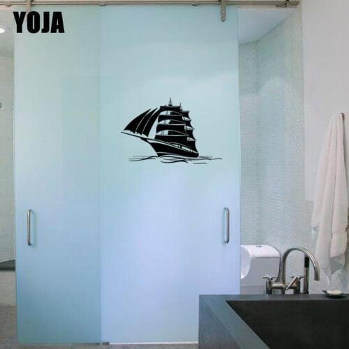 YOJA 18x27.8CM Cool Big Sailing Boat Bathroom Glass Decorative Decals Home Decoration Wall Stickers G2-0178