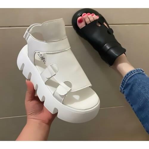 Summer Sandals Women Wedges Heel Black White Casual Designer Shoes Footwear Buckle Strap Open Toe Platform Sandel Women Shoes