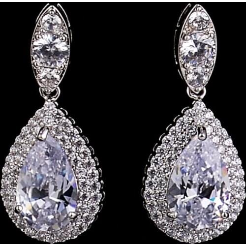 Choice Big Dangle Drop Cubic Zirconia CZ Women Clip on Earrings Without Piercing Jewelry For Non Pierced Ears