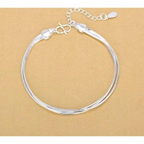 925 Sterling Silver Adjustable Size Snake Chain Bracelet &Bangle Anklet For Women Wedding Party Jewelry A168
