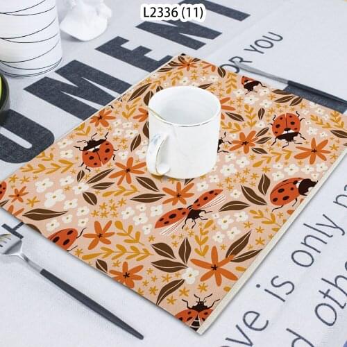 1 Piece Of Plant Pattern Insect Printing Napkin Cloth Home Decoration Table Mat Cloth Tea Towel Coaster 42*32 Servilletas Tela