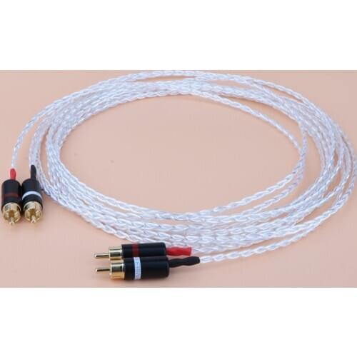 3AG Single Crystal Silver audio cable Hifi RCA interconnect cable with Gold plated plug for Amplifier CD player