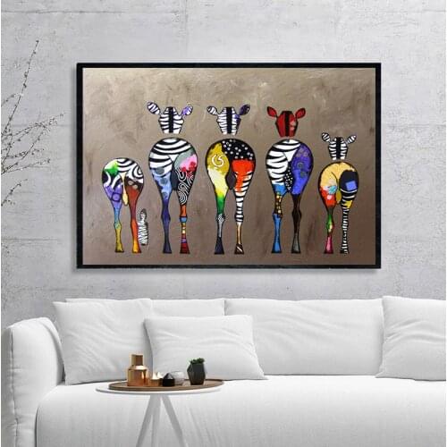 Abstract Zebra Canvas Art Paintings On The Wall Colorful Animals Art Prints African Animals Art Pictures For Living Room Wall