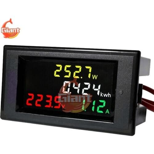 AC 200V-450V LCD Digital Voltmeter Ammeter Voltage Current Ampere Power Kwh Panel Meter Tester Detector 100A AC Multimeter 220V