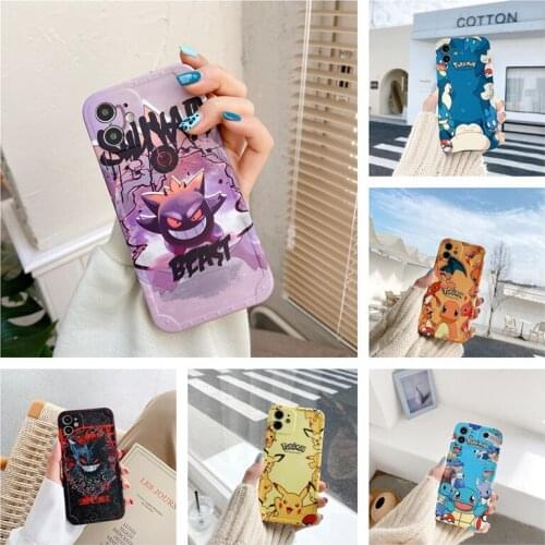 Pokemon Pikachu Gengar Cartoon Phone Case for IPhone 12 11 Pro Max XR XS Max X 7 8 SE2 Anime Protective Cover Cute Soft Shell