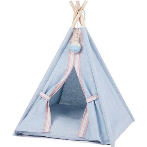 Indoor Pet Supplies Purple Breathable Cat Tent Cute Cloth and Wood Suitable for Little Puppy Kennel Easy To Install Warm Dog Bed