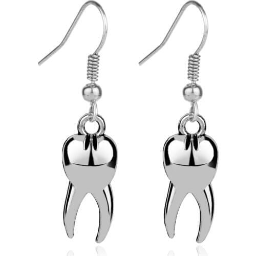 Dongsheng Cute Dentistry Medical Tooth Drop Earring Silver Color Eardrop Charm Vintage Fashion Jewelry Dental Gift -15