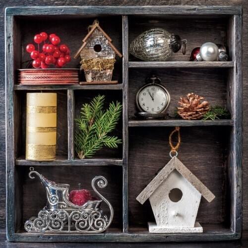 Photography Backdrops Old Wooden Shelf Store Christmas Party Decor Pattern Baby Portrait Photo Background Photocall Photo Studio