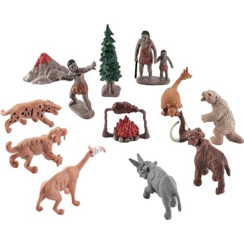 Ice Age Simulation Primitive Forest Hunting Prehistoric Life Animal Model Scene Caveman Child Hand-made Sand Table Children Toy