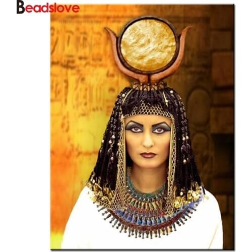 Full Square Round Diamond Painting Queen of egypt Diamond Embroidery Rhinestone Abstract portrait Mosaic Picture by Numbers