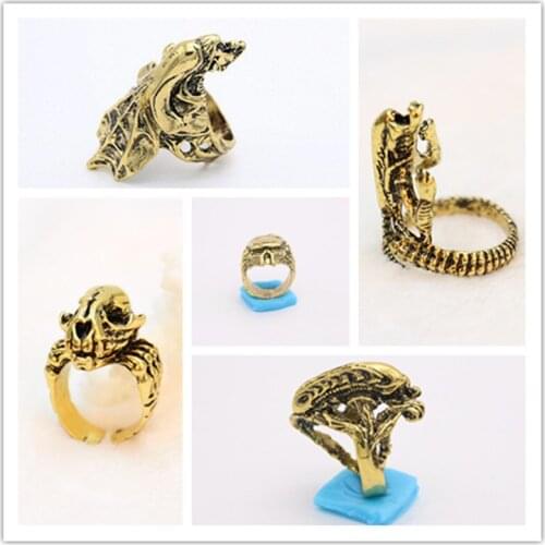 Single Piece Punk Cool Style Wide Face Ring Alien Monster Cass Design Two ancient color choices